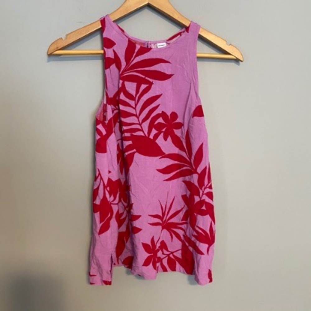 OLD NAVY pink floral high neck swing tank